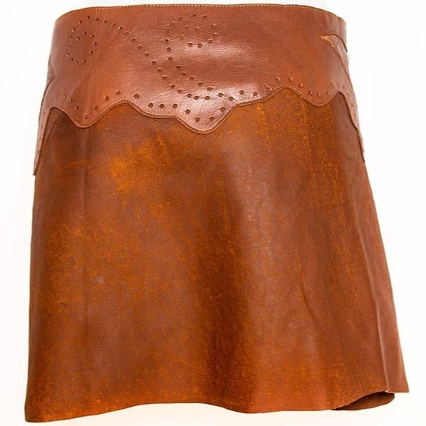 Doenya Mini Rok 'Inlay' Leer , boho, Ibiza stijl - Doendoe Webshop