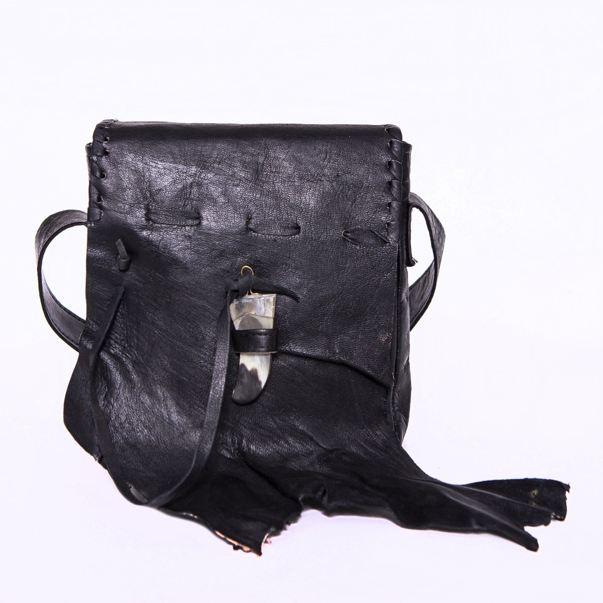 Doenya Leren tas ‘Qabli’ zwart, boho, Ibiza stijl - Doendoe Webshop