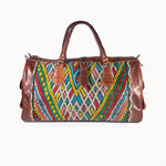 Doenya Leren Reistas 'Kilim X' (bruin) met Marokkaanse kelim