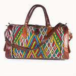 Doenya Leren Reistas 'Kilim X' (bruin) met Marokkaanse kelim