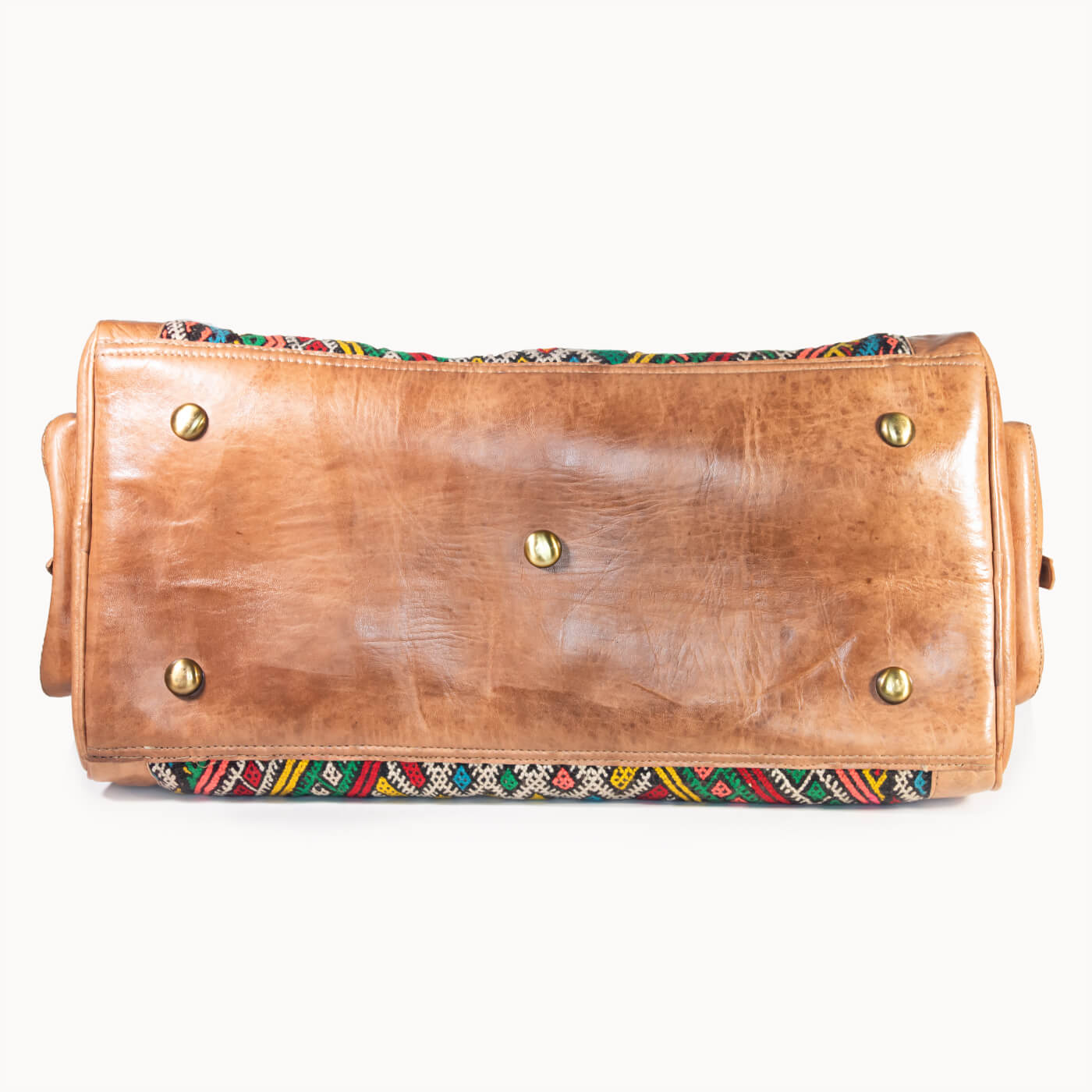 Doenya Leren Reistas 'Kilim X' (naturel) met Marokkaanse kelim