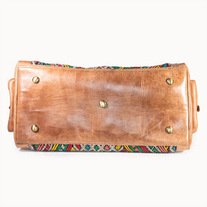 Doenya Leren Reistas 'Kilim X' (naturel) met Marokkaanse kelim