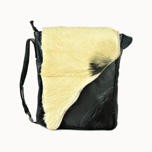 Doenya Leren Tas ‘Diagonale’ zwart, boho, Ibiza stijl - Doendoe Webshop