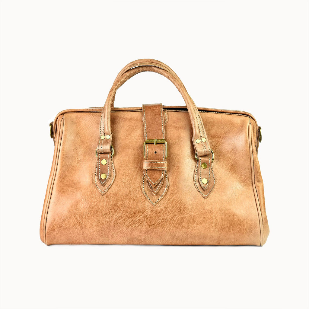 Doenya Leren Tas 'Docteur' naturel, boho, Ibiza stijl - Doendoe Webshop