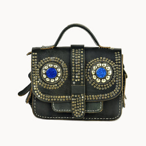 Doenya Leren Tas ‘Malika’ zwart, boho, Ibiza stijl - Doendoe Webshop