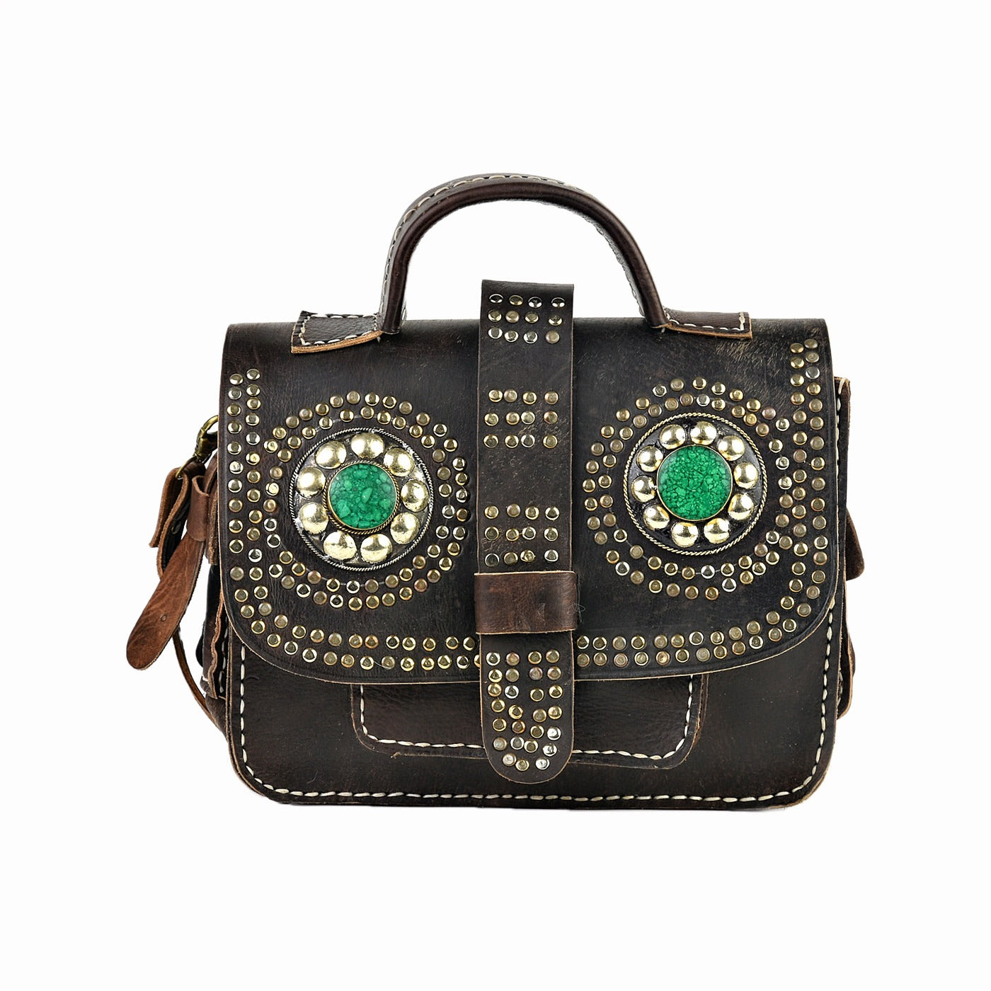 Doenya Leren Tas ‘Malika’ bruin, boho, Ibiza stijl - Doendoe Webshop