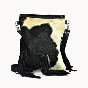 Doenya Leren Tas ‘Pam’ zwart, boho, Ibiza stijl - Doendoe Webshop