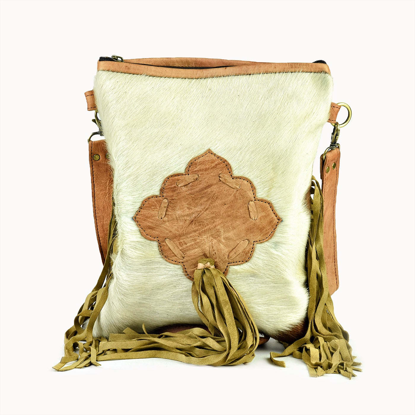 Doenya Leren Tas ‘Pam’ naturel, boho, Ibiza stijl - Doendoe Webshop