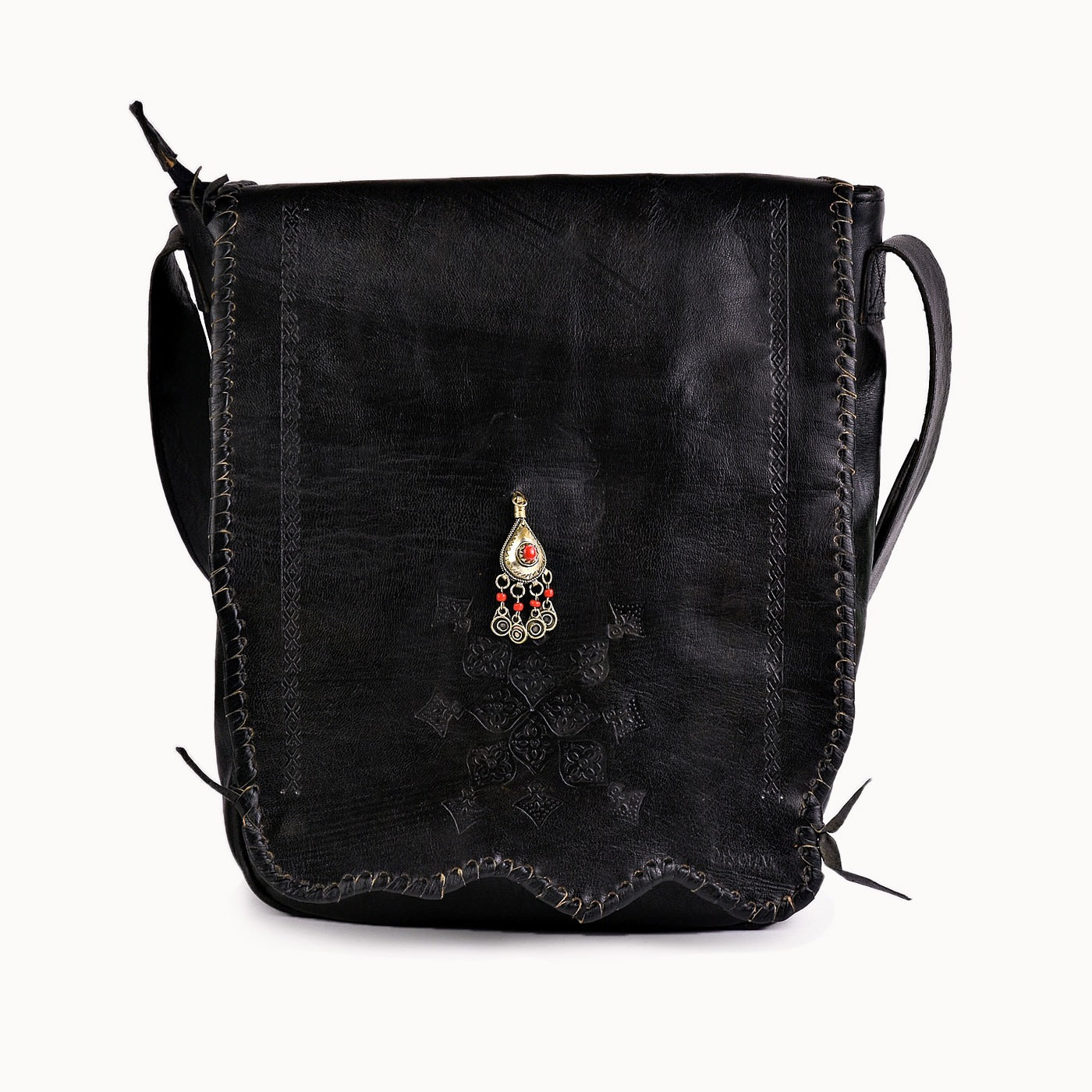 Doenya Leren Tas 'Pandora' zwart, boho, Ibiza stijl - Doendoe Webshop