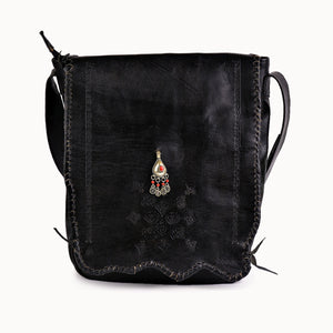 Doenya Leren Tas 'Pandora' zwart, boho, Ibiza stijl - Doendoe Webshop