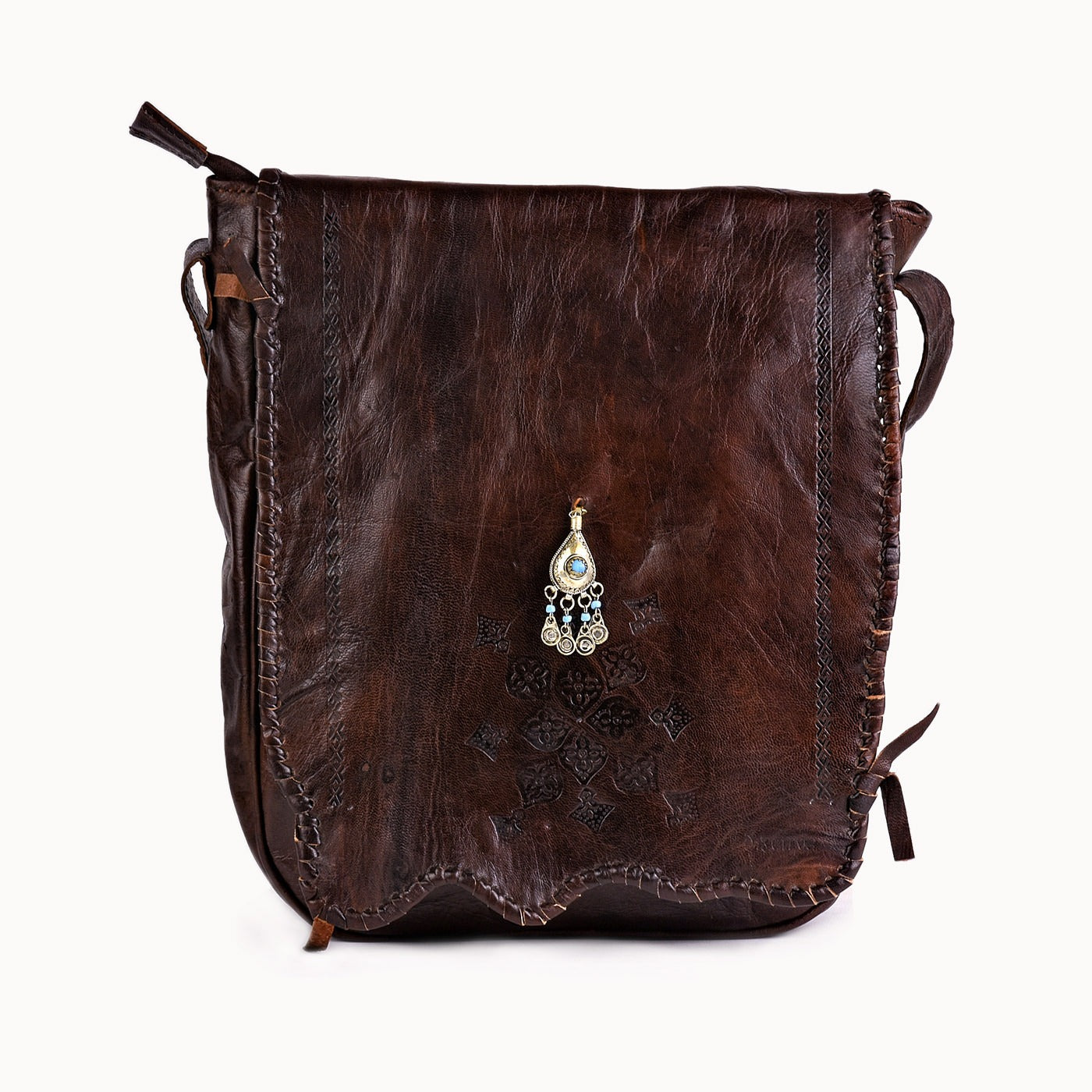 Doenya Leren Tas 'Pandora' bruin, boho, Ibiza stijl - Doendoe Webshop