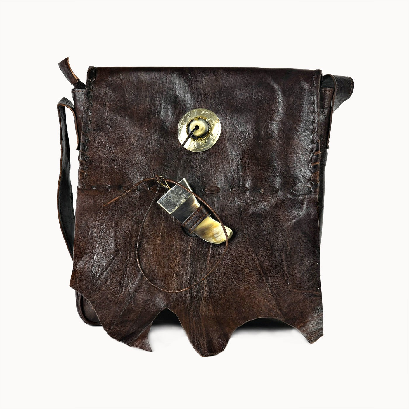 Doenya Leren Tas ‘Tribal’ bruin, boho, Ibiza stijl - Doendoe Webshop