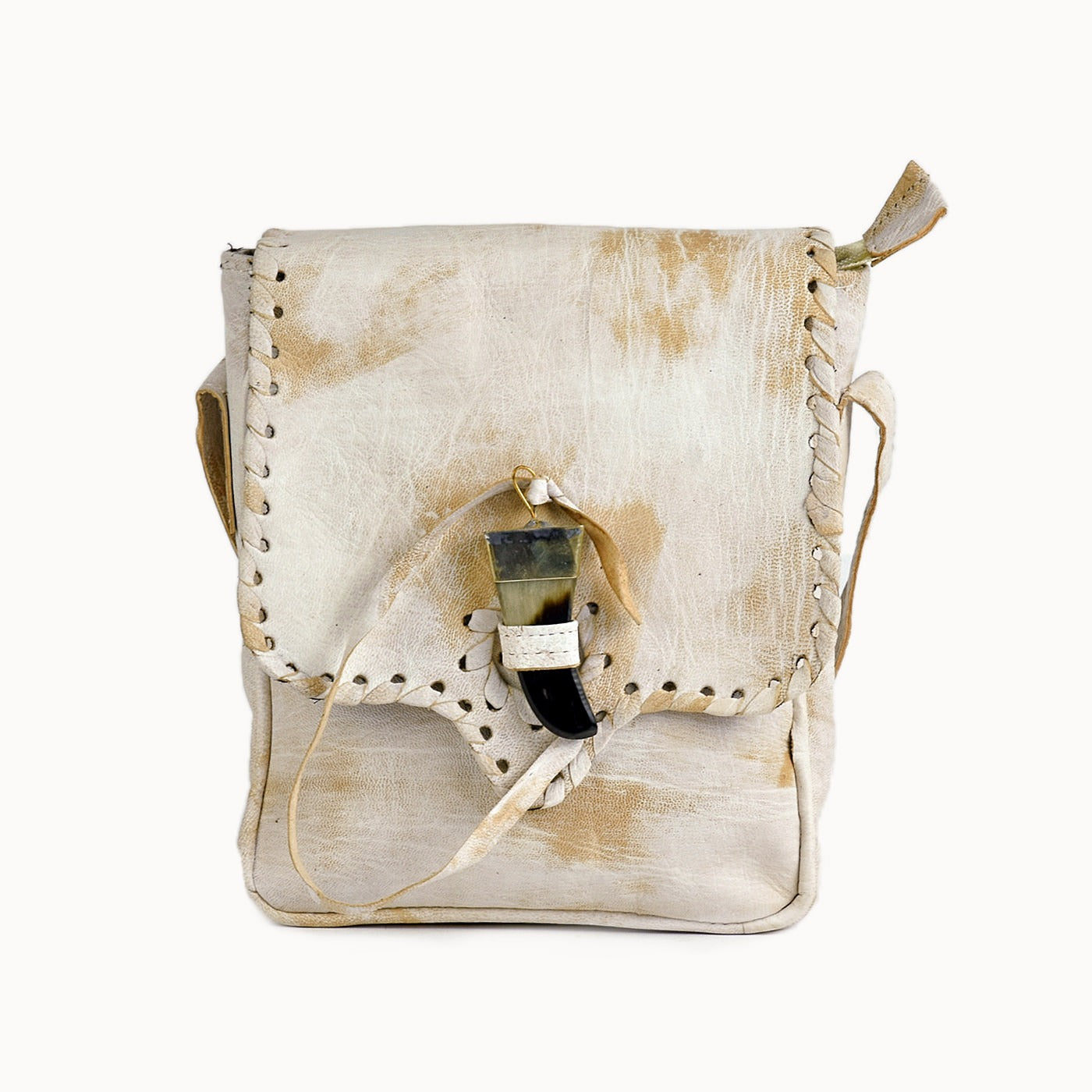 Doenya Leren Tas 'Trina' wit, boho, Ibiza stijl - Doendoe Webshop