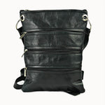 Doenya Leren Tas ‘Zipper’ zwart, boho, Ibiza stijl - Doendoe Webshop