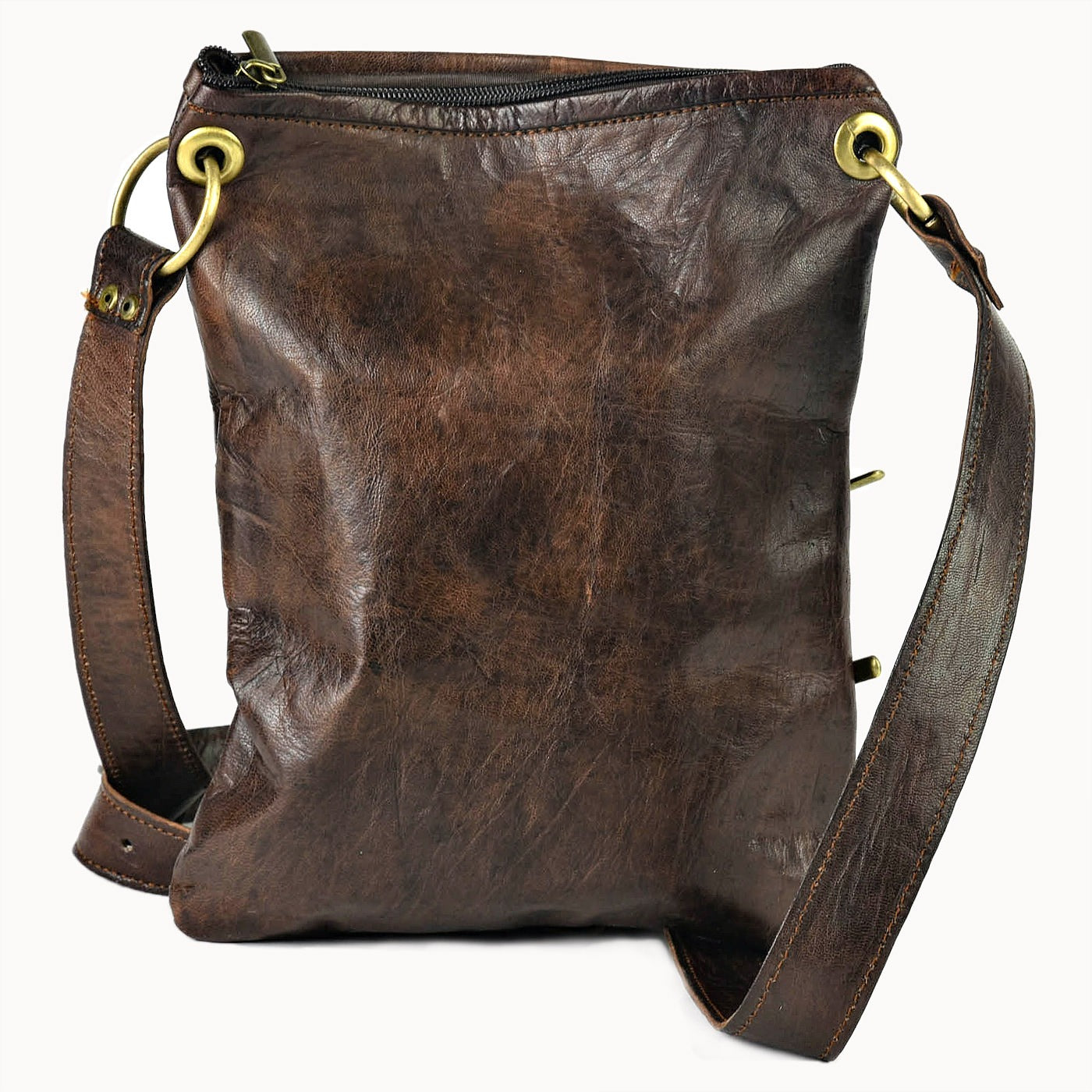 Doenya Leren Tas ‘Zipper’ , boho, Ibiza stijl - Doendoe Webshop