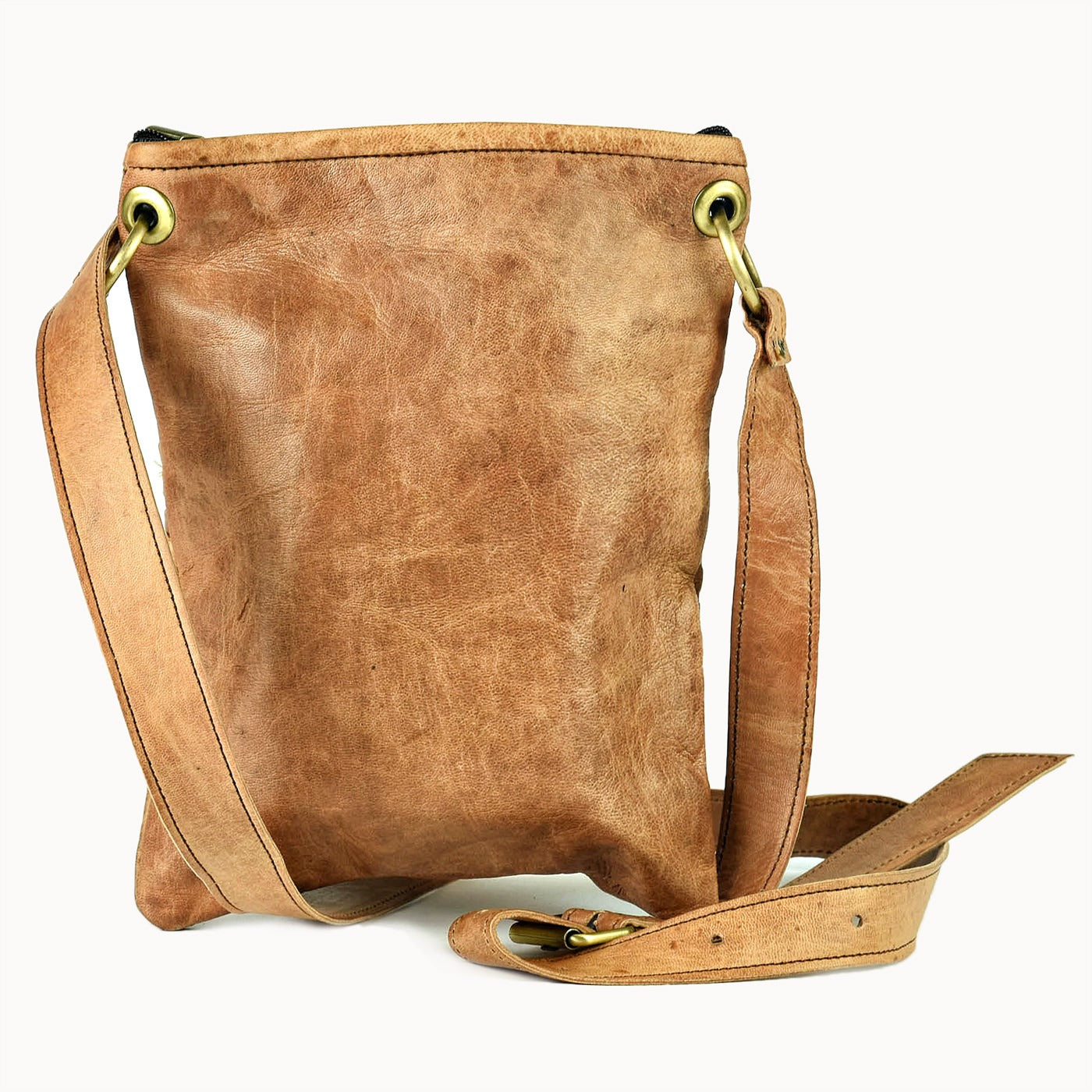 Doenya Leren Tas ‘Zipper’ , boho, Ibiza stijl - Doendoe Webshop