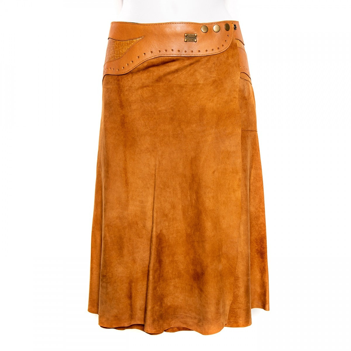 Doenya Midi Rok 'Inlay' cognac, boho, Ibiza stijl - Doendoe Webshop