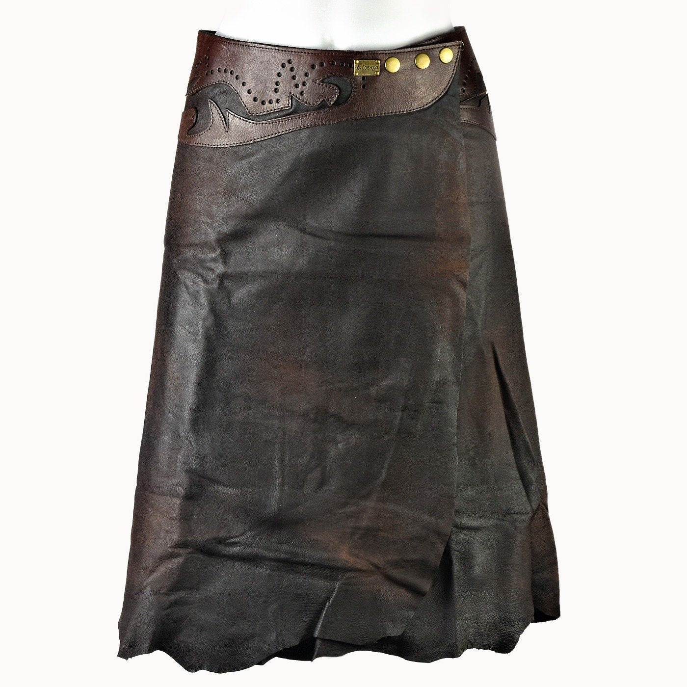 Doenya Midi Rok 'Boho' Leer bruin, boho, Ibiza stijl - Doendoe Webshop