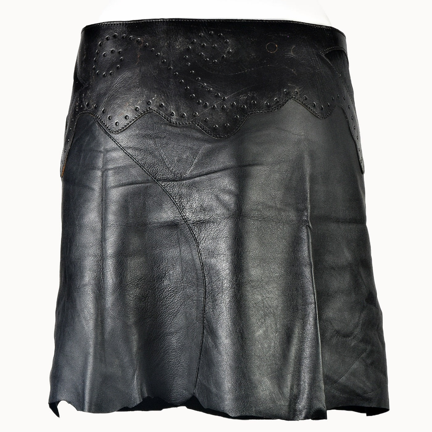 Doenya Mini Rok 'Inlay' Leer , boho, Ibiza stijl - Doendoe Webshop