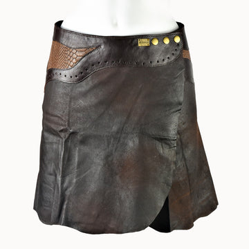 Doenya Mini Rok 'Inlay' Leer bruin, boho, Ibiza stijl - Doendoe Webshop