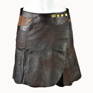 Doenya Mini Rok 'Inlay' Leer bruin, boho, Ibiza stijl - Doendoe Webshop