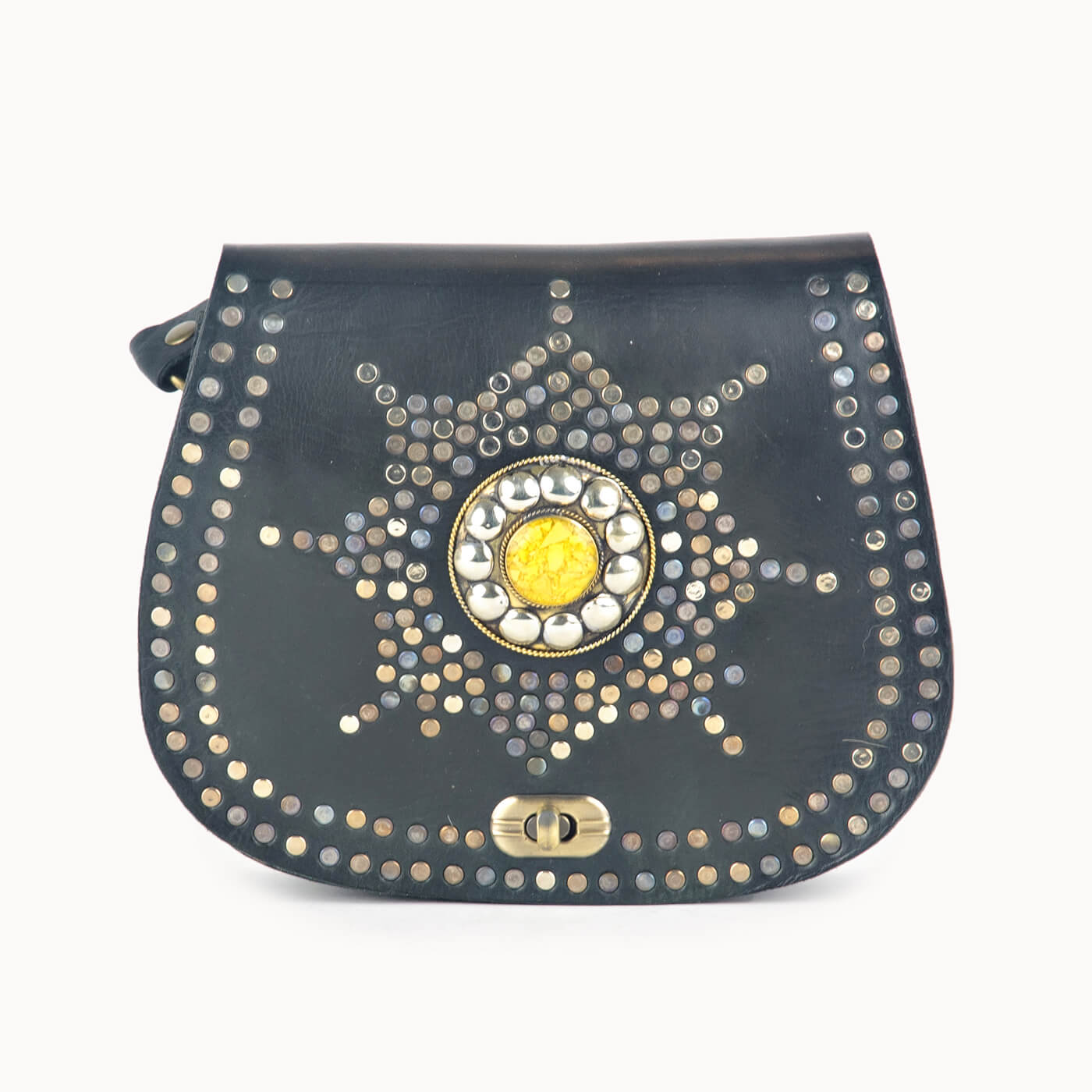 Doenya Leren Tas 'Calla' zwart, boho, Ibiza stijl - Doendoe Webshop