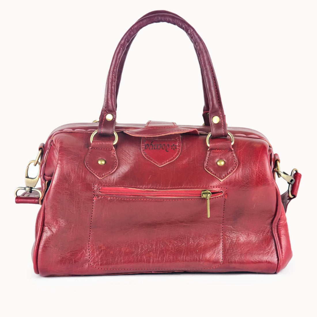 Doenya Leren Tas 'Frou' rood, boho, Ibiza stijl - Doendoe Webshop