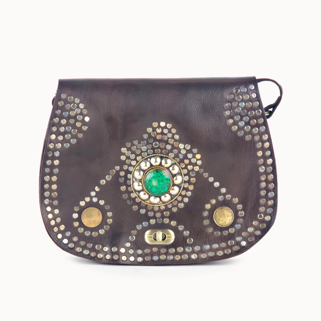 Doenya Leren Tas ‘Jade’ bruin, boho, Ibiza stijl - Doendoe Webshop