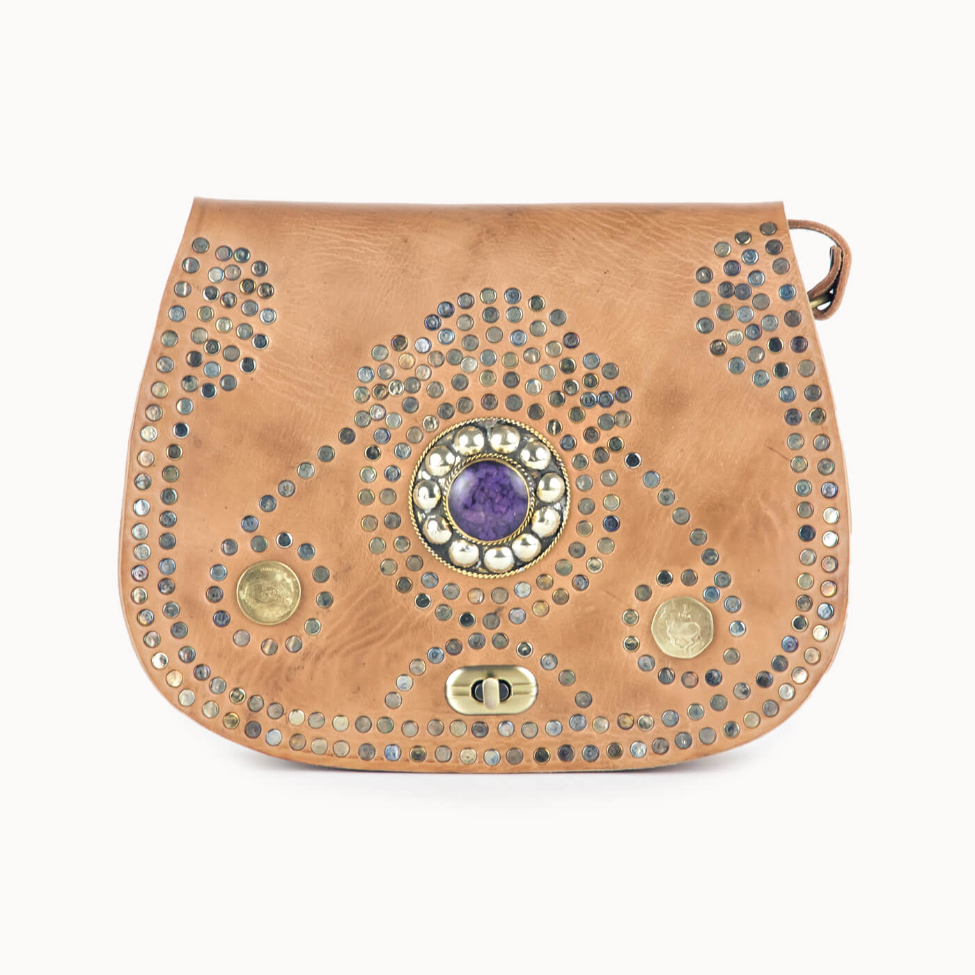 Doenya Leren Tas ‘Jade’ naturel, boho, Ibiza stijl - Doendoe Webshop
