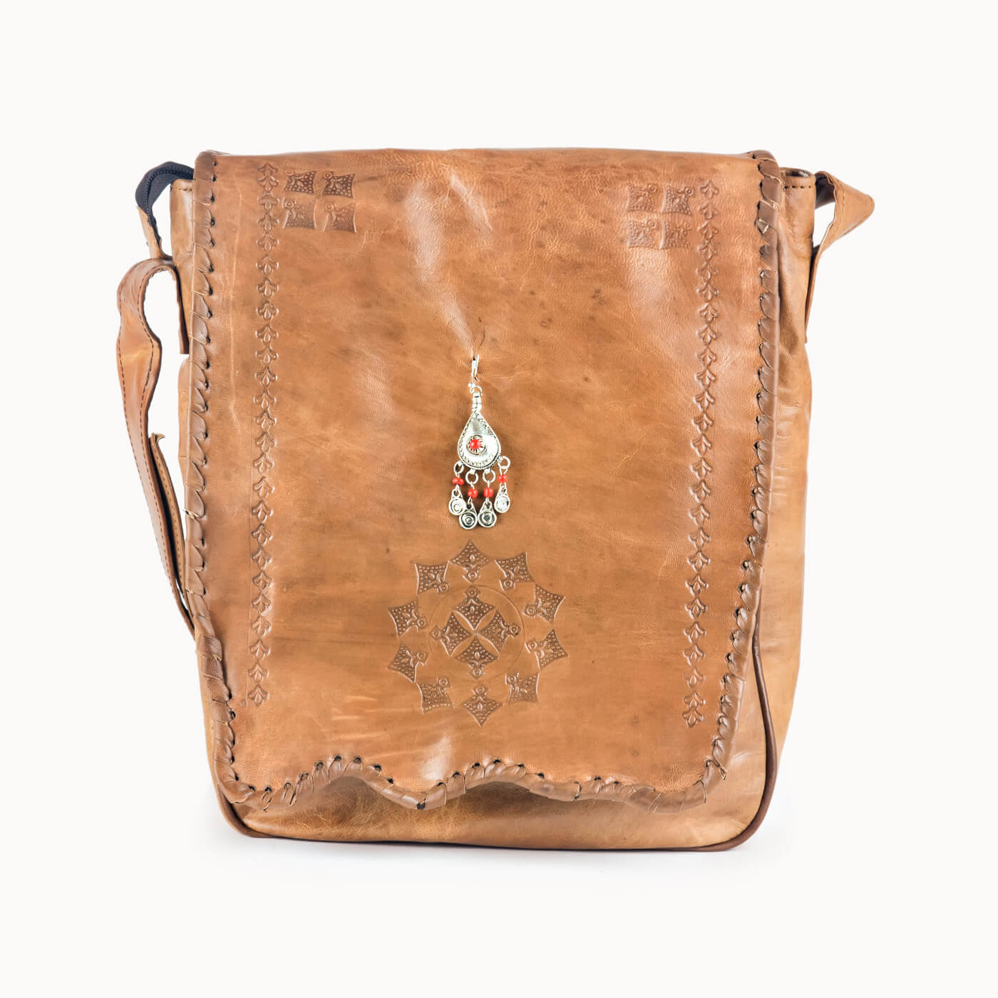 Doenya Leren Tas 'Pandora' naturel, boho, Ibiza stijl - Doendoe Webshop