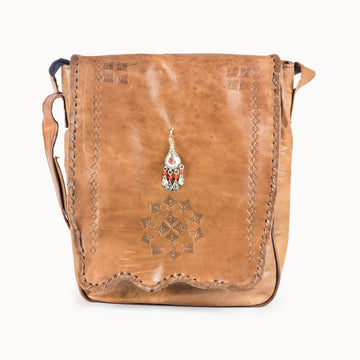 Doenya Leren Tas 'Pandora' naturel, boho, Ibiza stijl - Doendoe Webshop