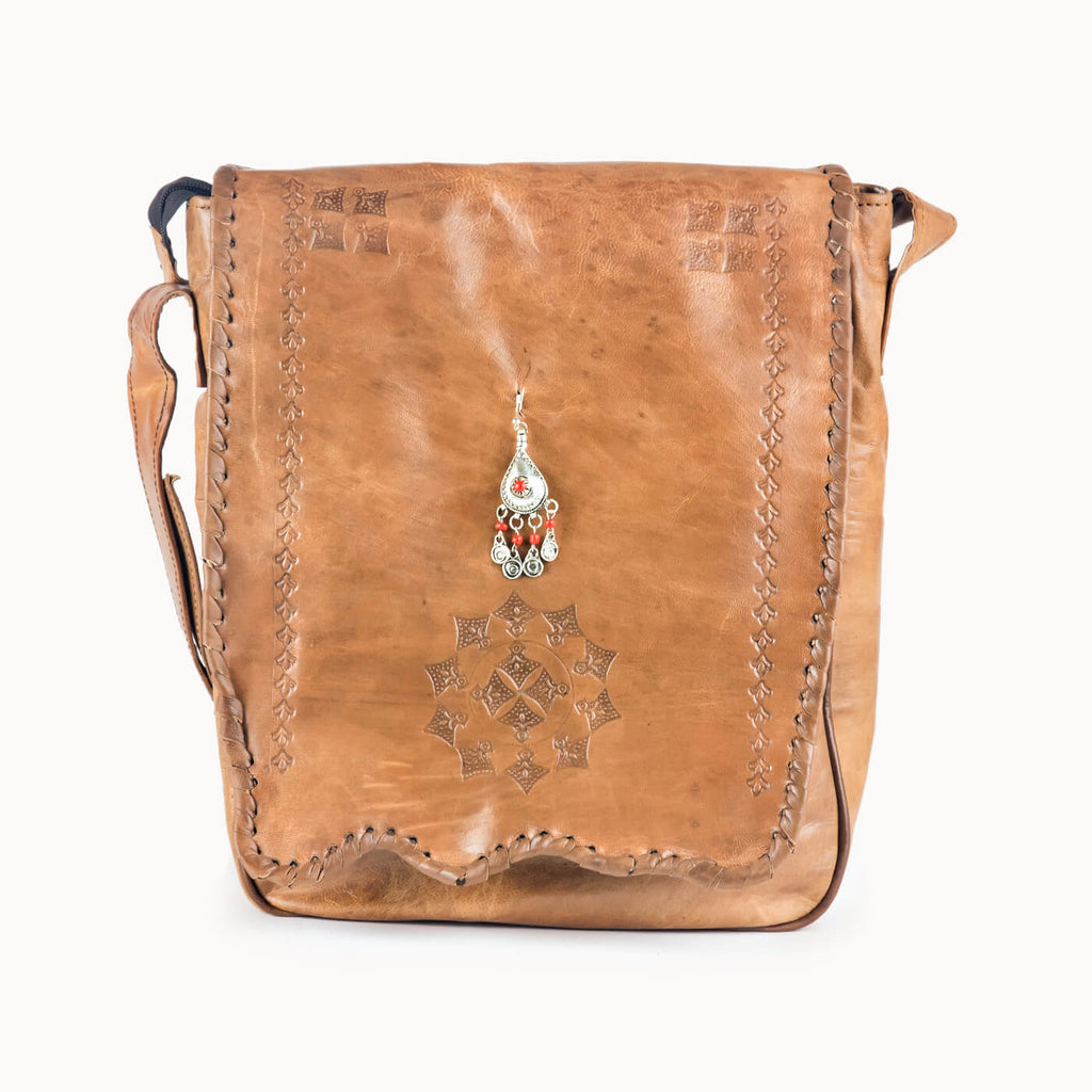 Doenya Leren Tas 'Pandora' naturel, boho, Ibiza stijl - Doendoe Webshop