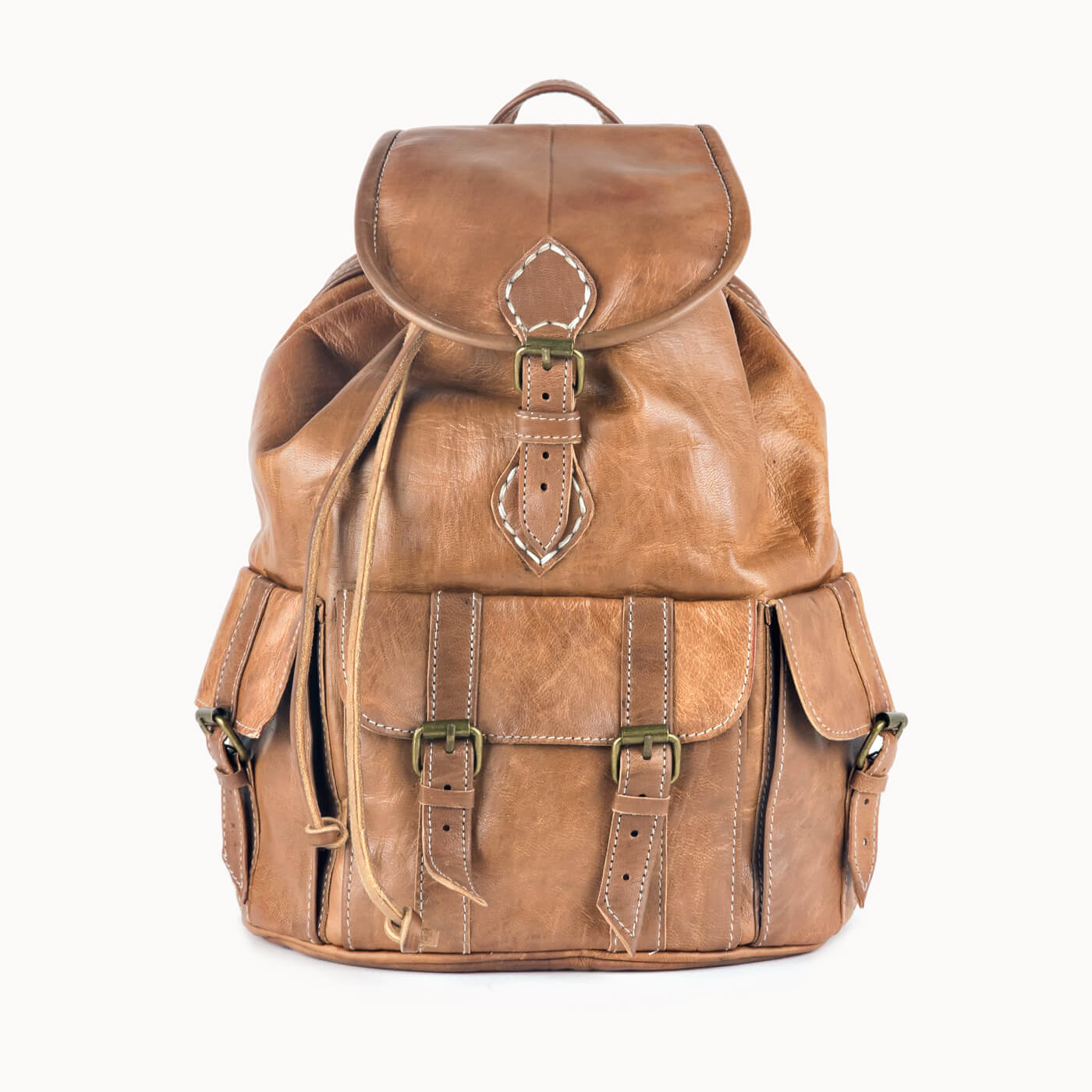 Doenya Leren Rugzak ‘Heidi’ , boho, Ibiza stijl - Doendoe Webshop
