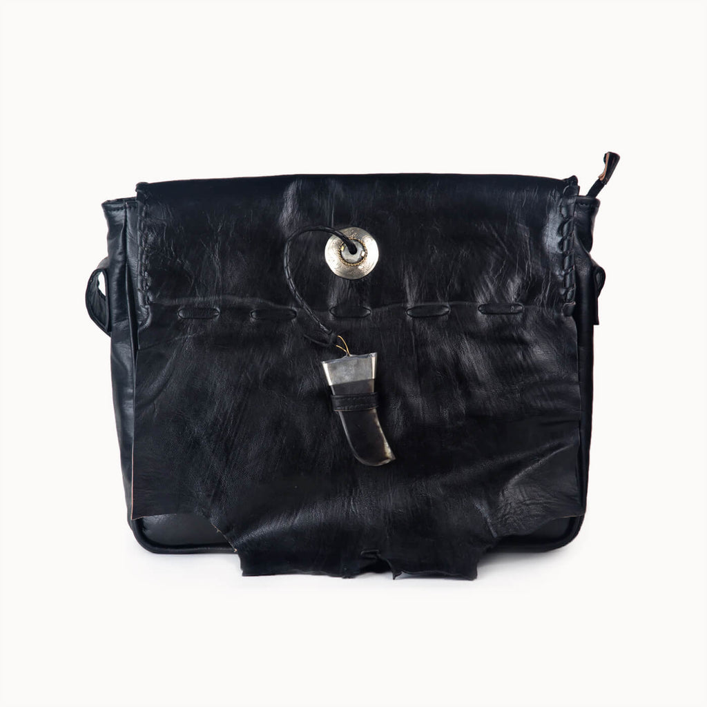 Doenya Leren Tas 'Zulu' zwart, boho, Ibiza stijl - Doendoe Webshop