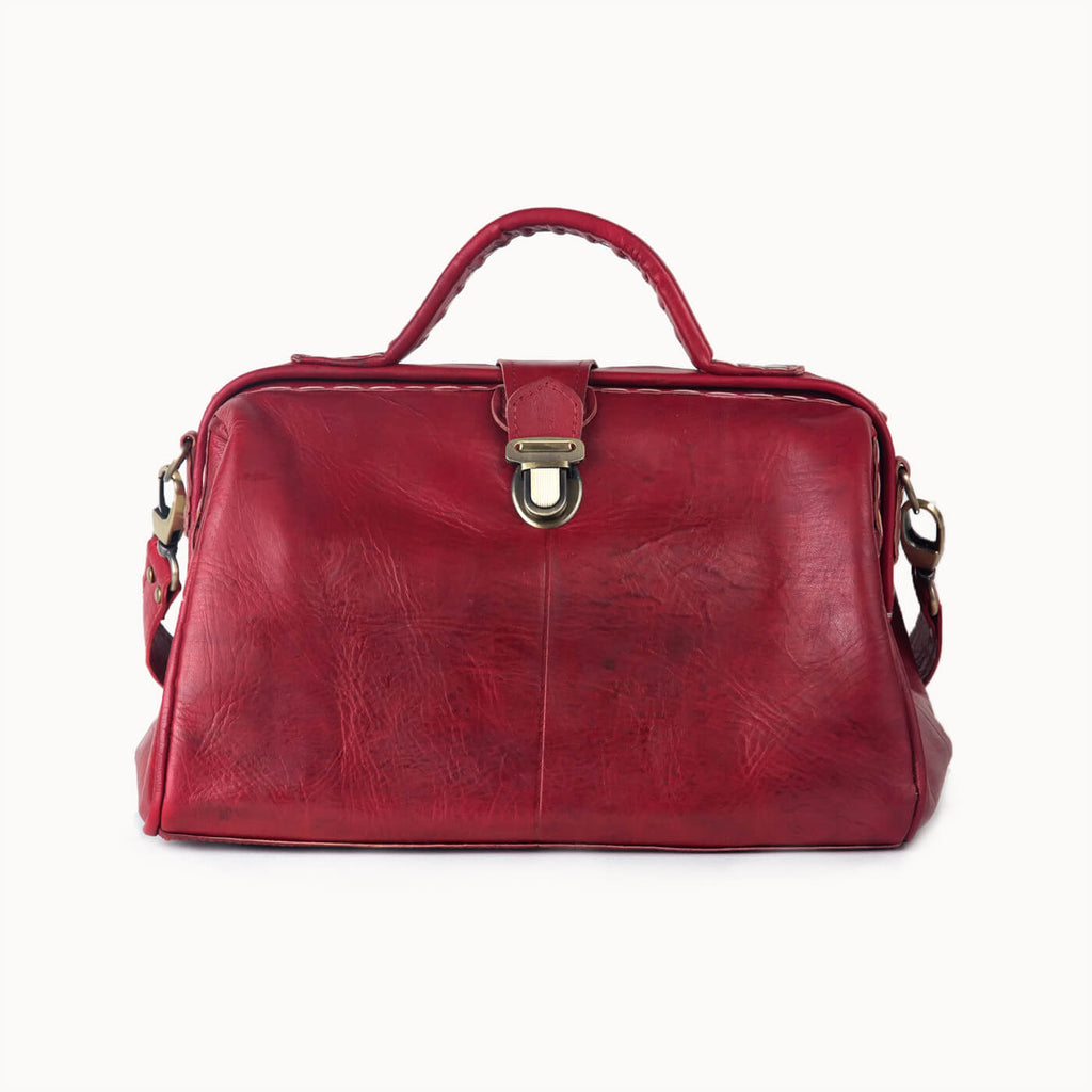 Doenya Leren Tas ‘Petit’ rood, boho, Ibiza stijl - Doendoe Webshop