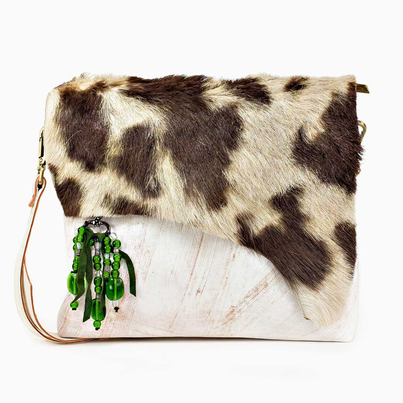 Doenya Leren Tas 'Jaden' wit, boho, Ibiza stijl - Doendoe Webshop