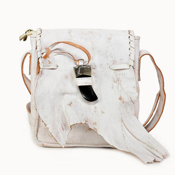 Doenya Leren tas ‘Qabli’ wit, boho, Ibiza stijl - Doendoe Webshop