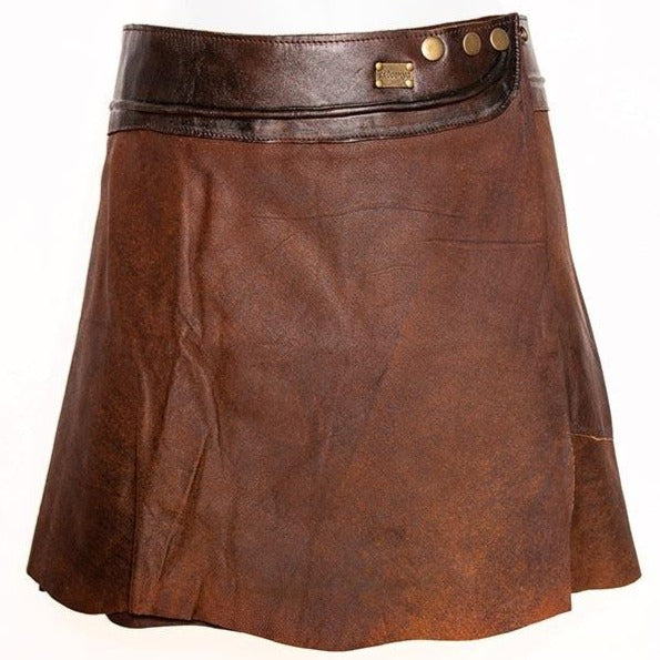 Doenya Mini Rok 'Elegance' Leer bruin, boho, Ibiza stijl - Doendoe Webshop