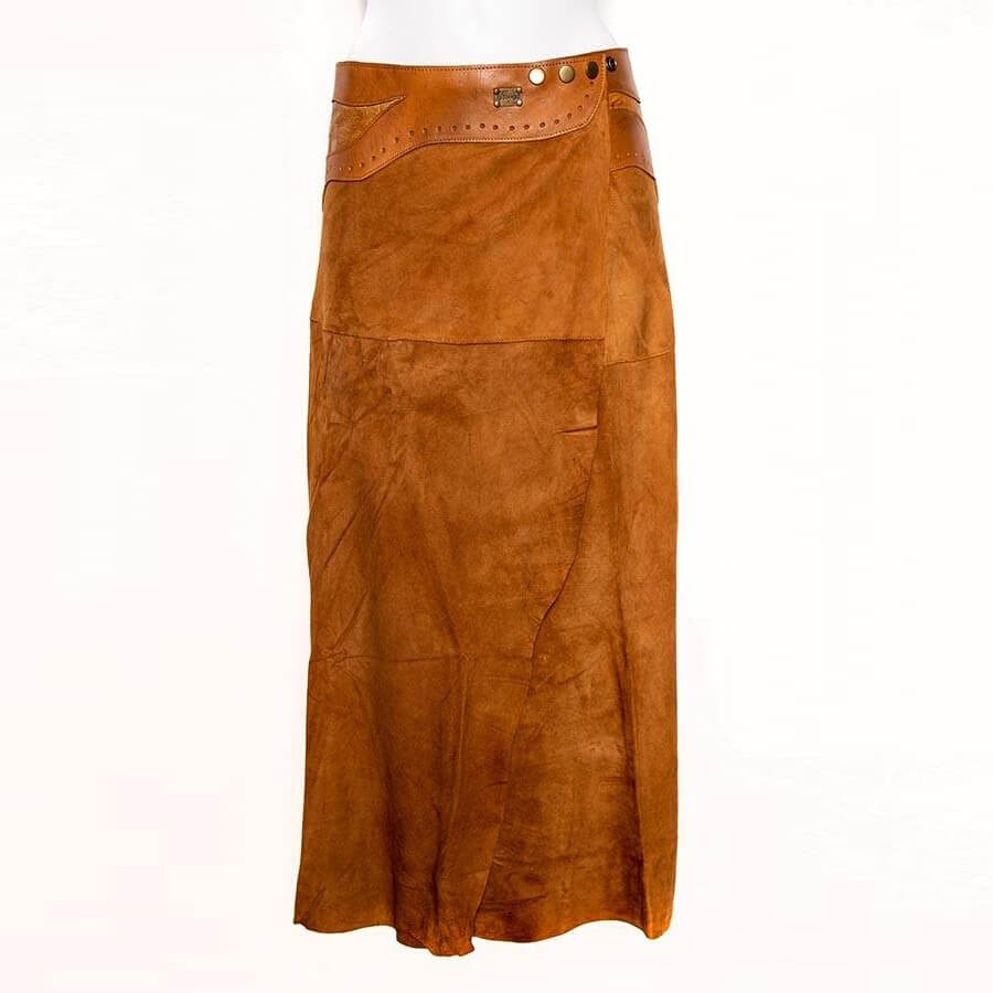 Doenya Lange Rok 'Inlay' cognac, boho, Ibiza stijl - Doendoe Webshop