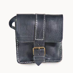 Doenya Leren Tasje ‘Pico’ zwart, boho, Ibiza stijl - Doendoe Webshop