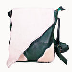 Doenya Leren Tas ‘Diagonale’ groen, boho, Ibiza stijl - Doendoe Webshop