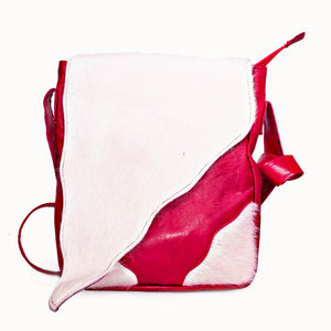 Doenya Leren Tas ‘Diagonale’ rood, boho, Ibiza stijl - Doendoe Webshop
