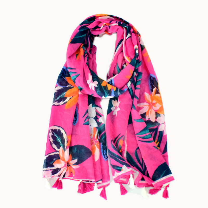 Doenya Sjaal ‘Hot Pink Jungle' , boho, Ibiza stijl - Doendoe Webshop