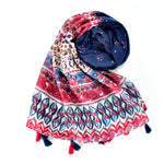 Doenya Sjaal ‘Stripey Flowers' , boho, Ibiza stijl - Doendoe Webshop