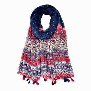 Doenya Sjaal ‘Stripey Flowers' , boho, Ibiza stijl - Doendoe Webshop