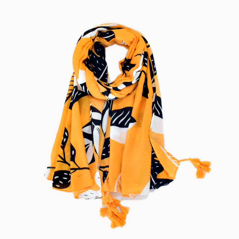 Doenya Sjaal ‘Yellow Summer Leaves' , boho, Ibiza stijl - Doendoe Webshop
