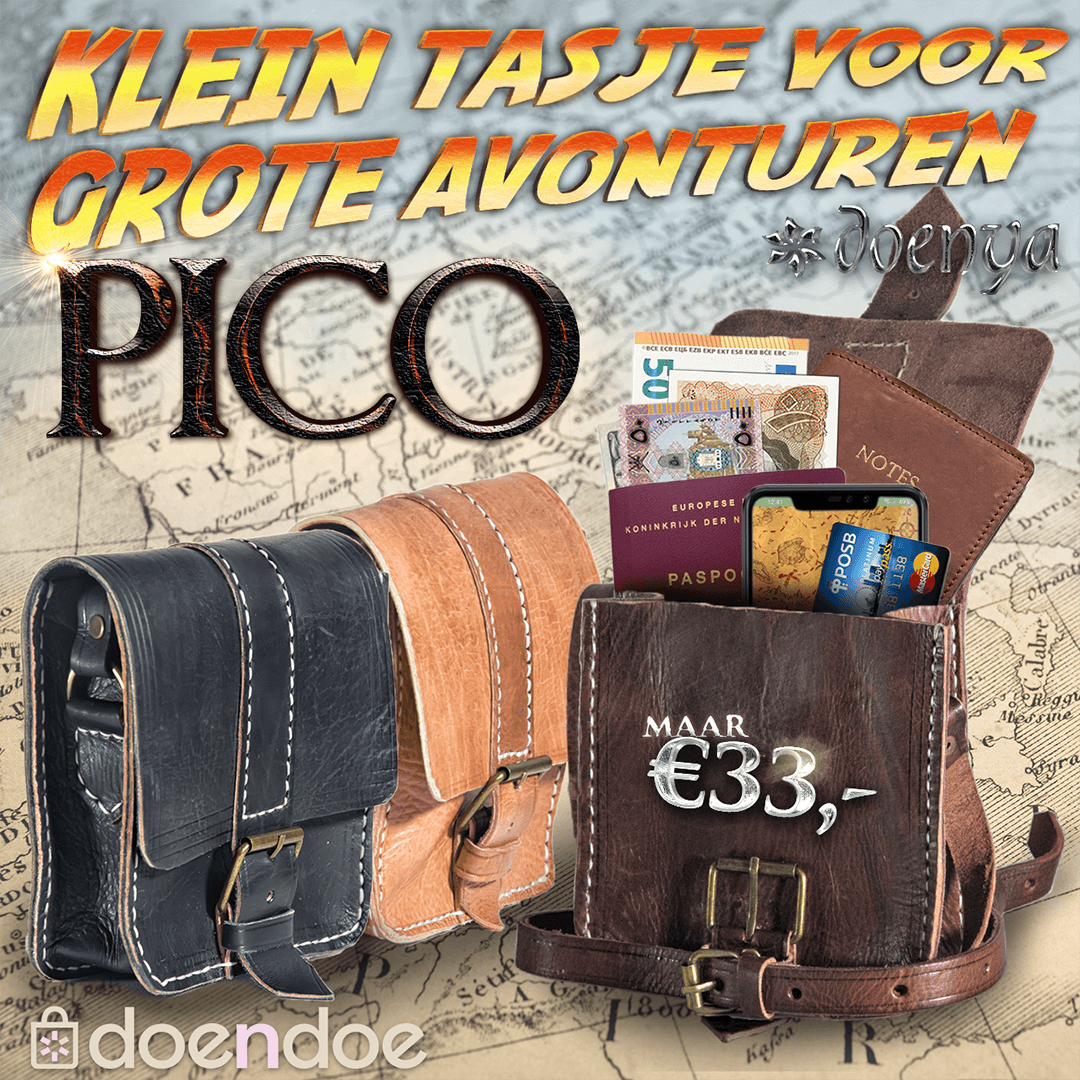 Doenya Leren Tasje ‘Pico’ , boho, Ibiza stijl - Doendoe Webshop